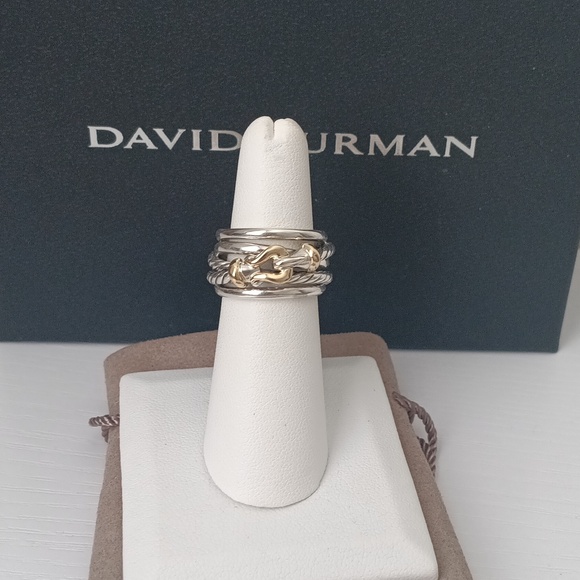 David Yurman Buckle Sterling Silver Ring Band Size 8 US